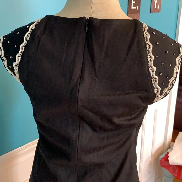 Ebene by P. Assuline black faux pearls/gems dress size  2 - Picture 3 of 5